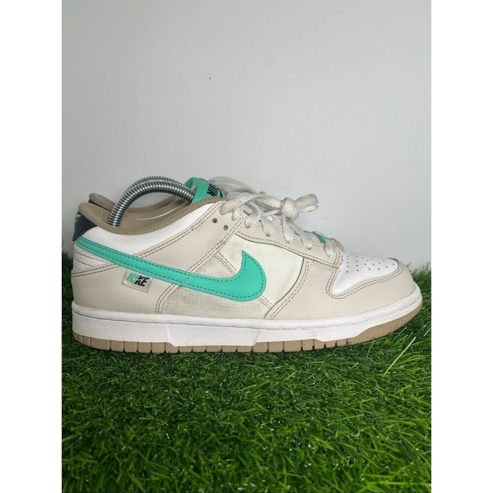 Nike Dunk Low Beige Mint Green Swoosh Sneakers Women’s 6.5Y / 8 W Casual Shoes